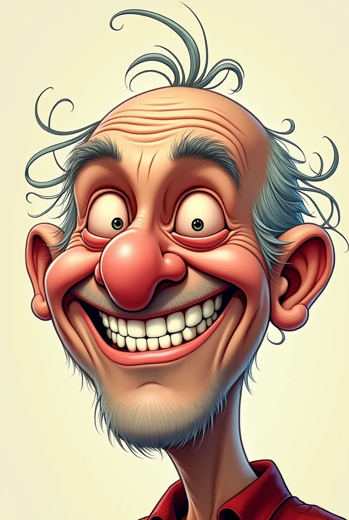 Old man with no teeth laughing Real Comic Image