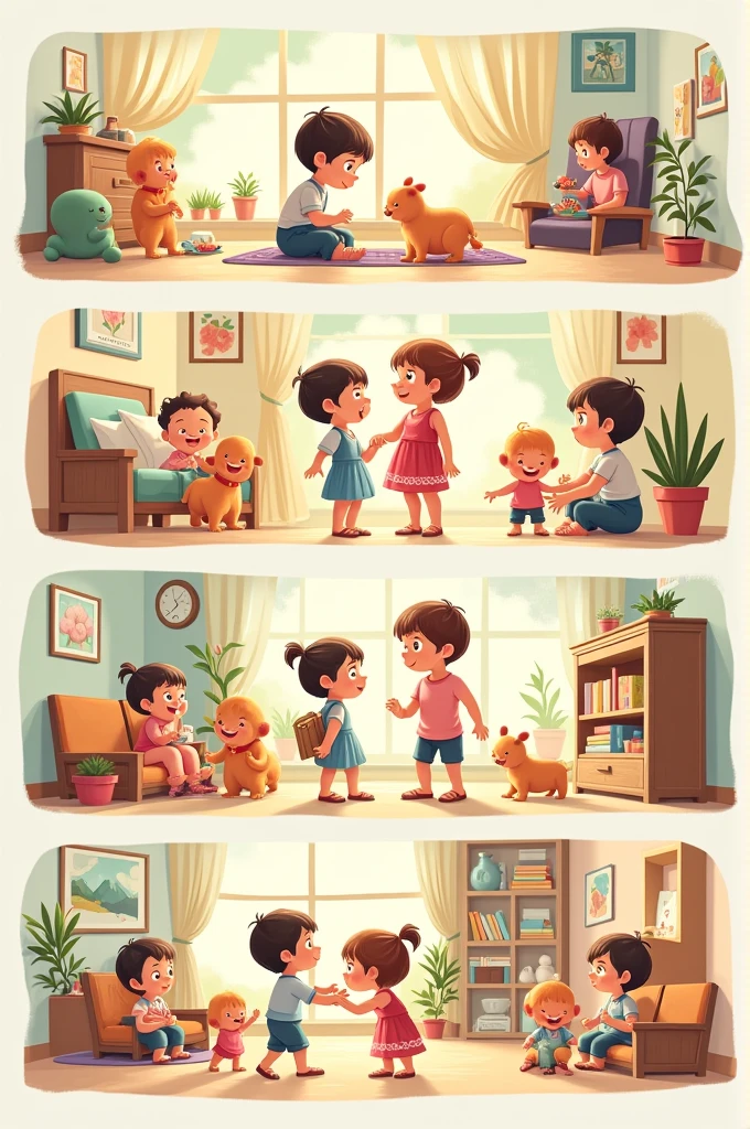 Create a routine with images for children in the following way::
1 I get up 2 I say goodbye to mom 3 the nanny arrives 4 I have breakfast 5 I take a shower 4 I get changed 5 I get in the car 6 I get to kindergarten and play with my friends 7 I pee in the garden and continue playing 8 I get on the route and say goodbye to my friends and the kindergarten teachers 9 the nanny greets me and we go up to the apartment 10 I wash my hands 11 I have lunch 12 I take a shower 13 I drink a bottle of milk 14 I go to sleep and rest 15 I say goodbye to the nanny 16 I greet my sister 17 I greet mom 18 I get ready to have dinner with mom 19 I play or read a story with mom 20 end of the day and I fall asleep.