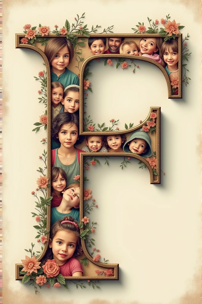 Letter F decorated with family images