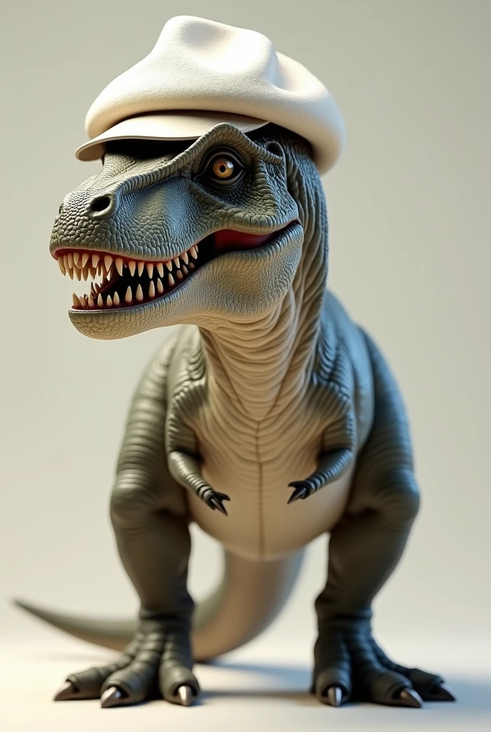 Create a profile picture of a dinosaur, T-Rex, with a white fisherman's hat