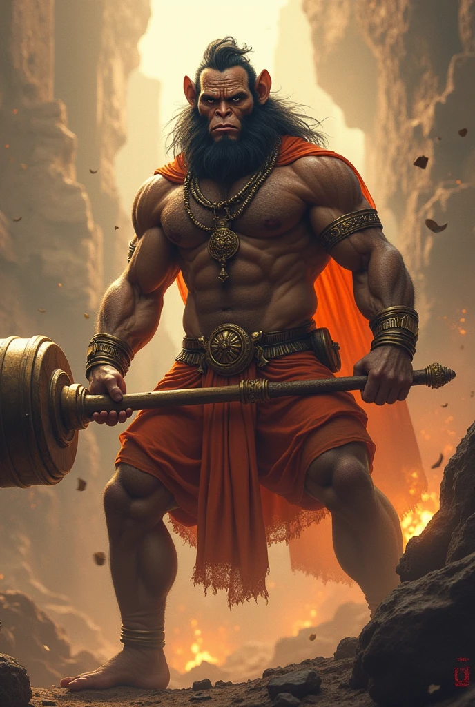 Waanar Bhagwan hanuman holding round head gada full body