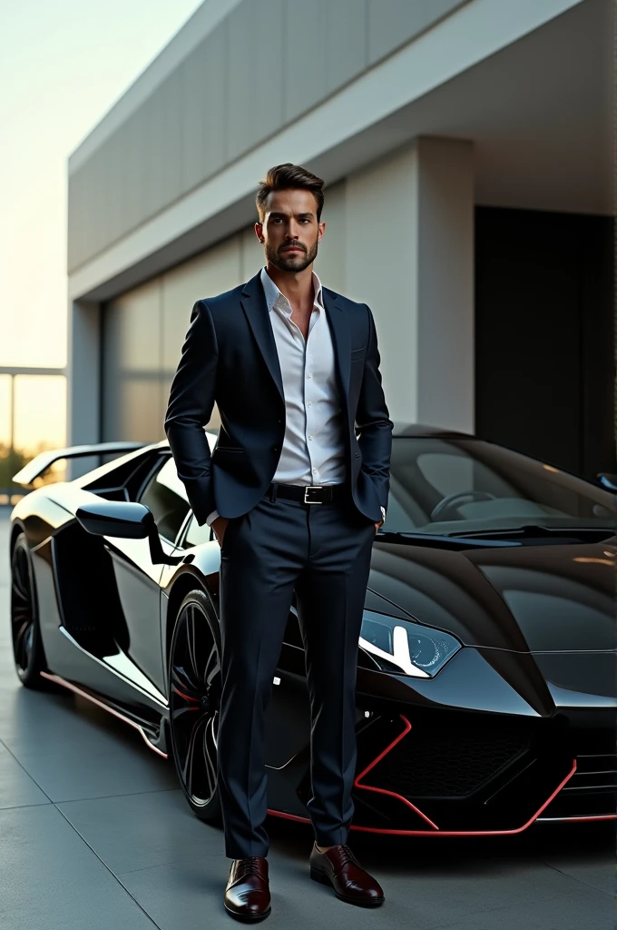 Handsome man with beautiful car