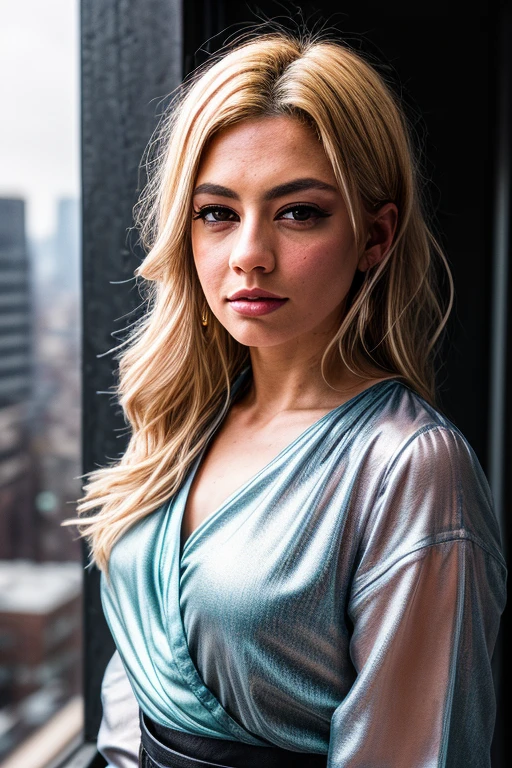 photo of beautiful (EPT4mmyH3mbr0w:0.99), a woman in ( fantastic scenery, rooftop, rain :1.1), perfect hair, wearing ( Wrap blouse  :1.2), modelshoot style, (extremely detailed CG unity 8k wallpaper), professional majestic (photography by walker evans  :1.1), ( Canon EOS R Mirrorless Camera ), 24mm, exposure blend, hdr, faded, extremely intricate, High Detail, Sharp focus, dramatic, soft cinematic light, (looking at viewer), (detailed pupils), cute smile, 24mm, 4k textures, soft cinematic light, adobe lightroom, photolab, elegant, ((((cinematic look)))), soothing tones, insane details, hyperdetailed, low contrast, ("I've got a bad feeling about this.":1.1),