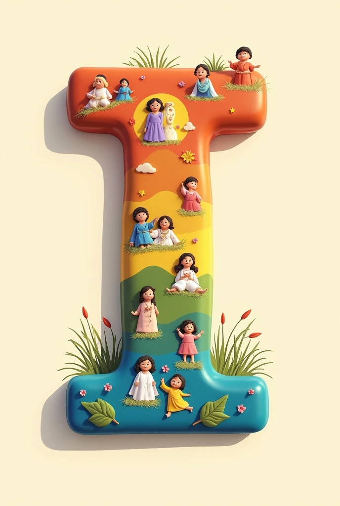Letter I decorated with images of God but only on the edges, cream it with bright colors, It is for a classroom of young children, I'm a teacher