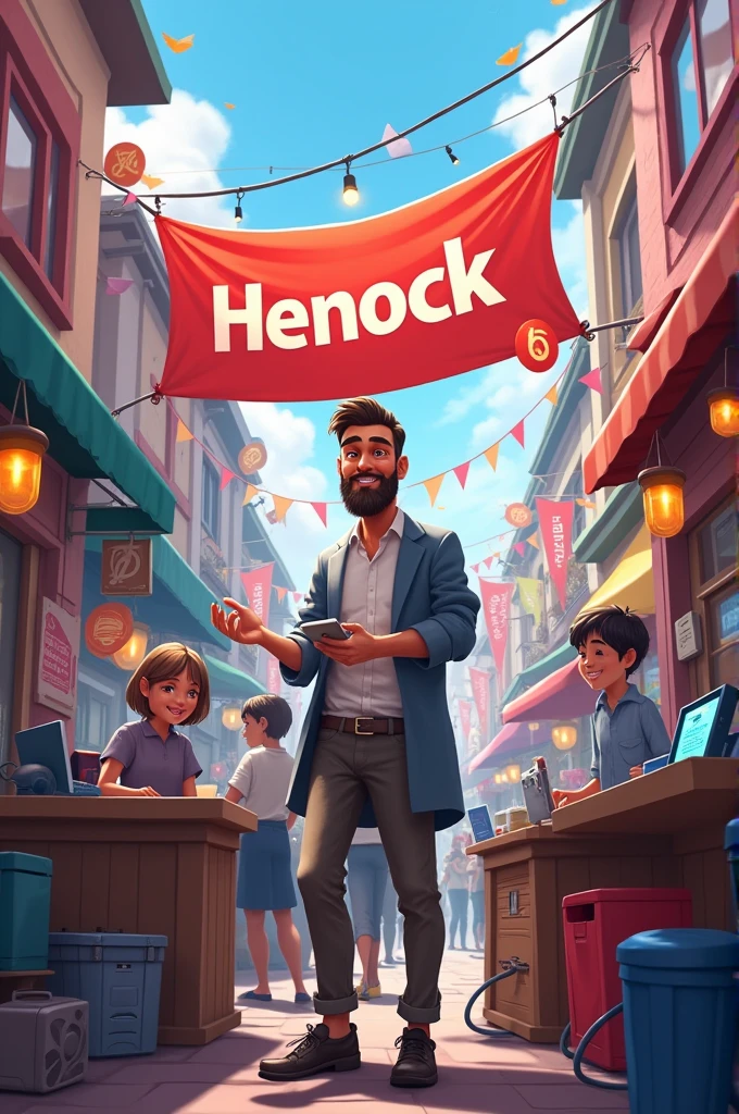 Henock electronicks seller with banner
