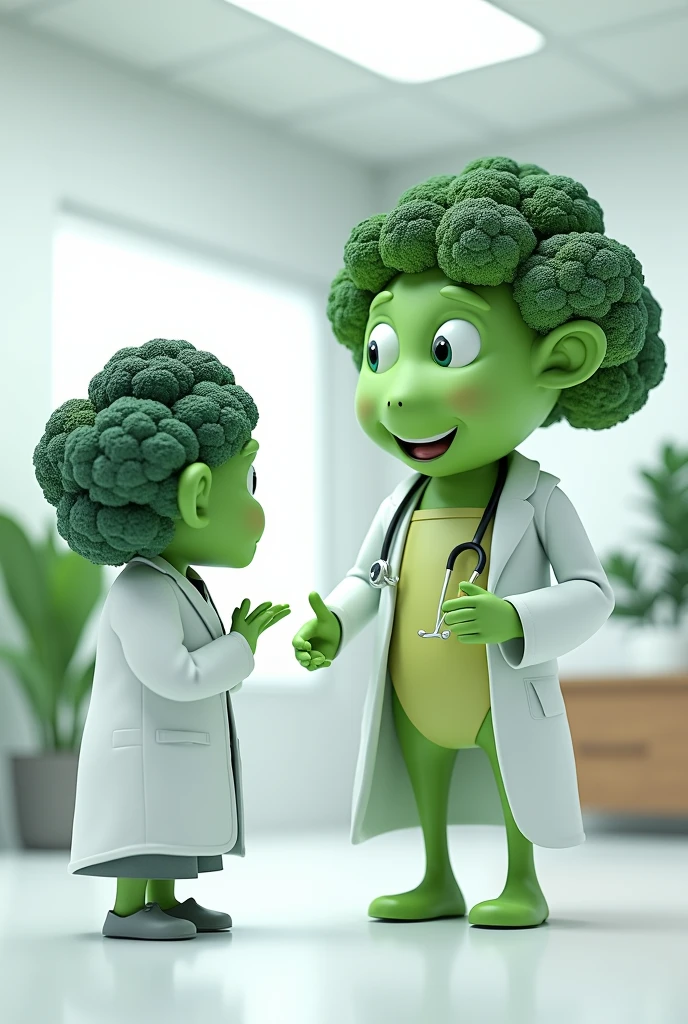 Broccoli talking to a doctor, and broccoli says what protein it has