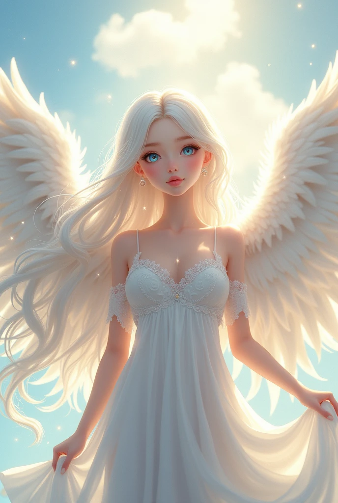 Beautiful Angel girl anime white