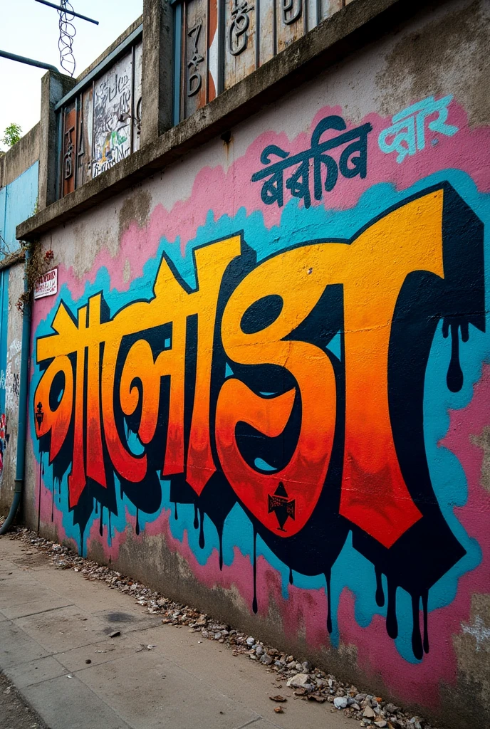 A Graffiti written in Bangla alphabet, and that s
Sentence is স্বাধীন বাংলা
