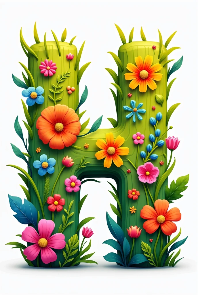 The letter H but with a nature background but only on the edges ,I want bright colors and adapted for primary level students, I&#39;m a teacher 