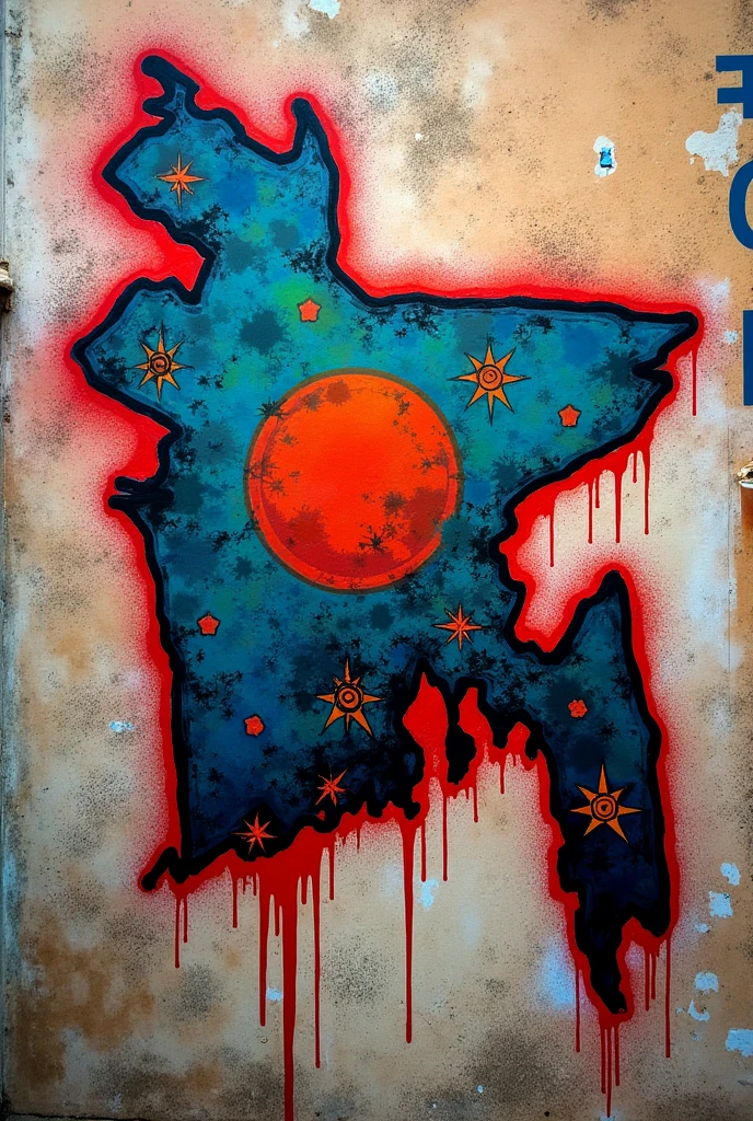 A Graffiti design of Bangladesh map
