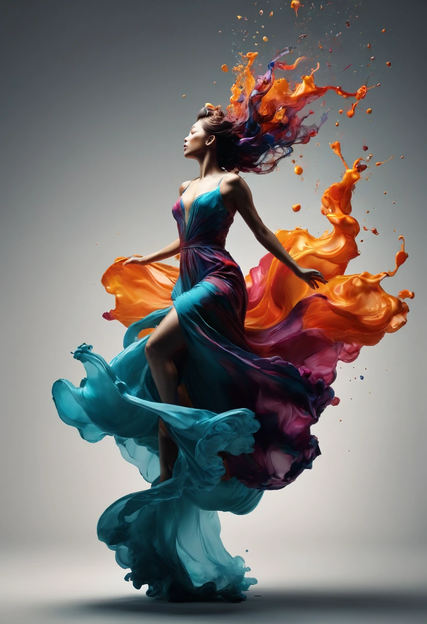 Alberto seveso art, dancing sillhouette, water ink, ink water, ink cloud, alberto seveso art, loose painting style, intricate detail, cinematic lighting, octane render, 8k render, volumetric lighting