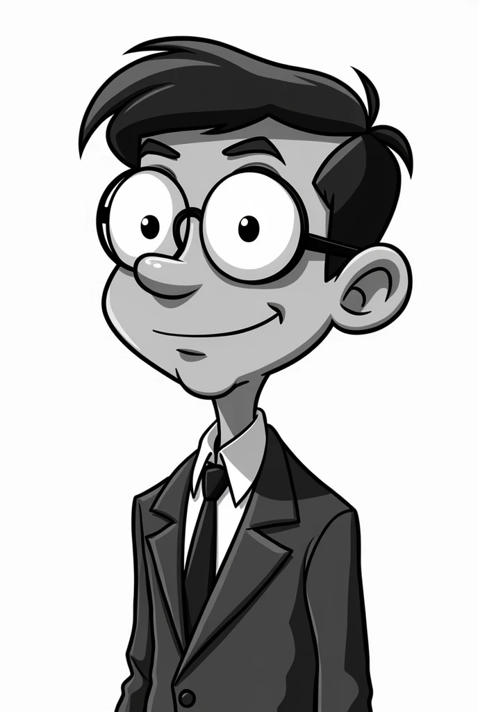 incognito character with sign on face in black and white in cartoon