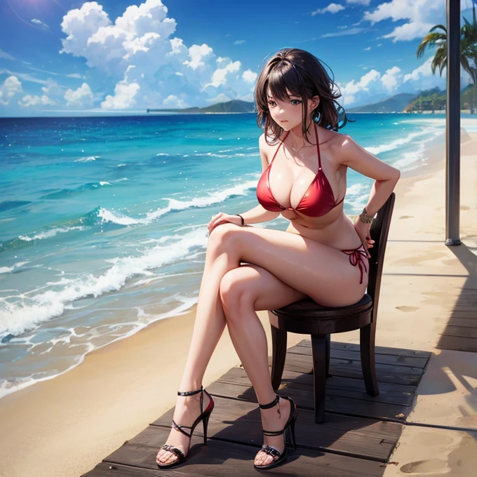 Woman in bikini and high heels
