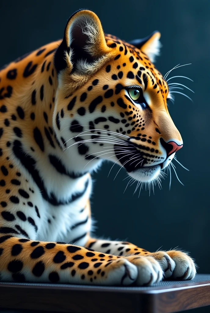 make a leopard with a computer and have LayerZero written on the monitor