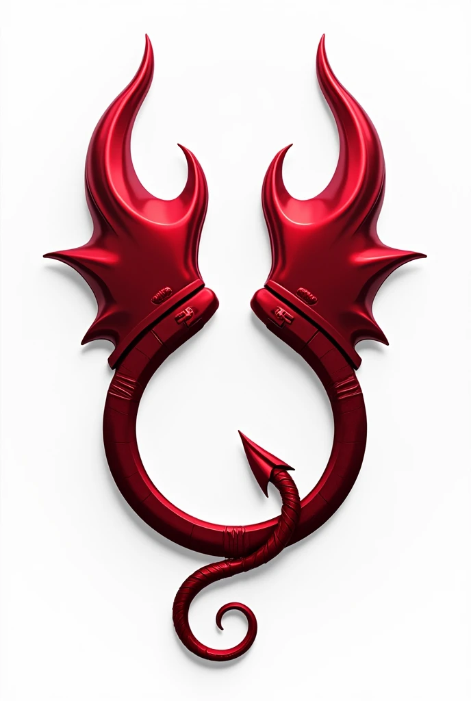 (logo design) sexy evil logo, a sexual striking red handcuff, adorned with demon horns and a sinuous demon chain tail extending from the base, dynamic and bold, emphasizing a dark theme, glossy finish, high-resolution, creating an impression of sexuality and power. White background.