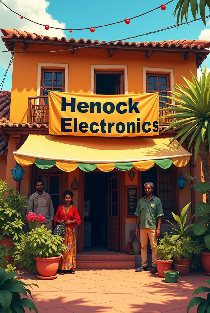 Henock Electronics seller home &
'Henock Electronics' banner ,
3 small photo under home non faith ethiopia people coloured