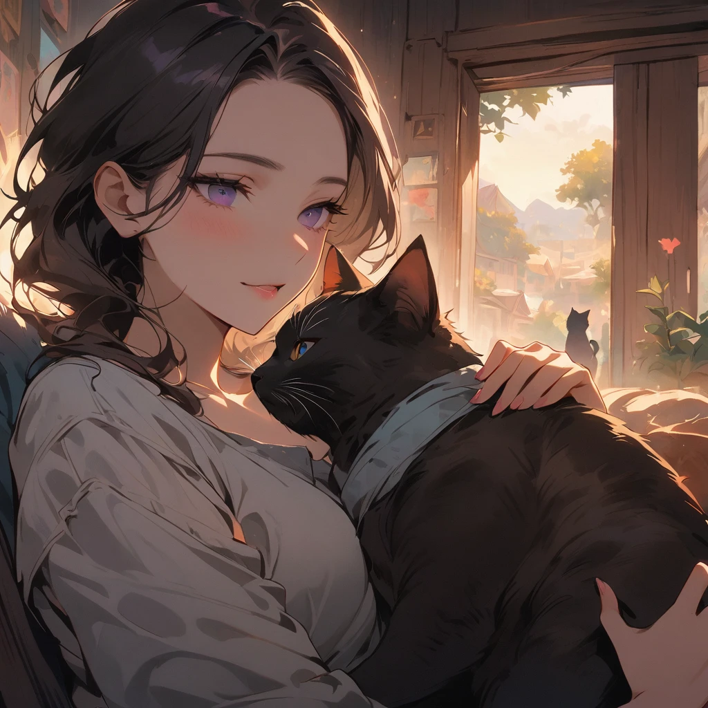 a cat with a girl