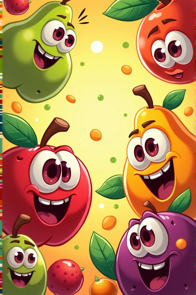 Create animated fruit comic characters with eyes 