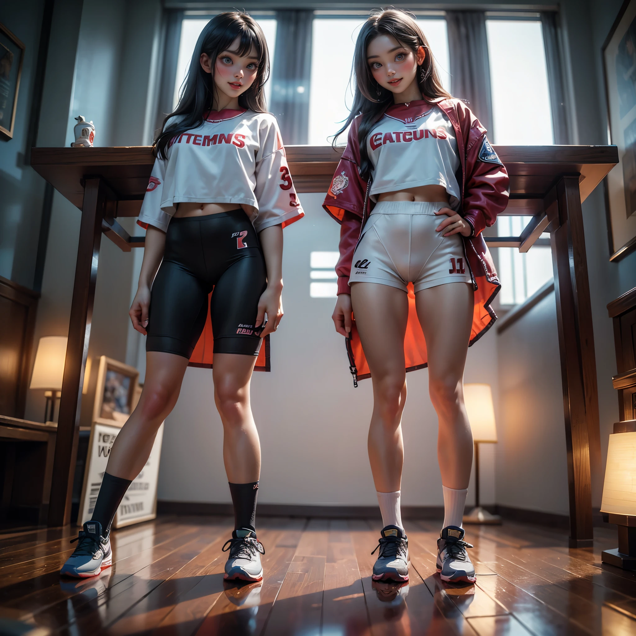 ExtremelyDetailed (((Athletes Team Kawaii Girls in a row:1.4))), Childish perfect face, Reflective Eyes, Detailed(Delicate Clothing textures), Corrected Leg to Foot Line, Corrected Perfect Hand, Dynamic Joyful Expressions LifeLike Rendering, ((Specular Reflection:1.28)), TopQuality 8K Ultra-detailed masterpiece (ProfessionalPhoto:1.37)(Acutance:0.8),(Luminism:1.22), ((Changing Clothes Exposed Underwear))