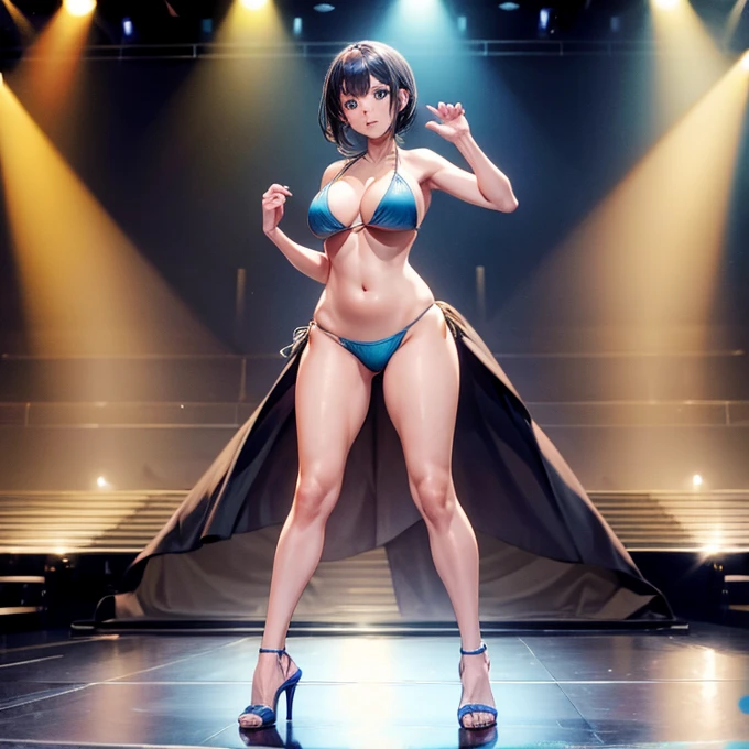 Woman in bikini and high heels　Standing on stage　