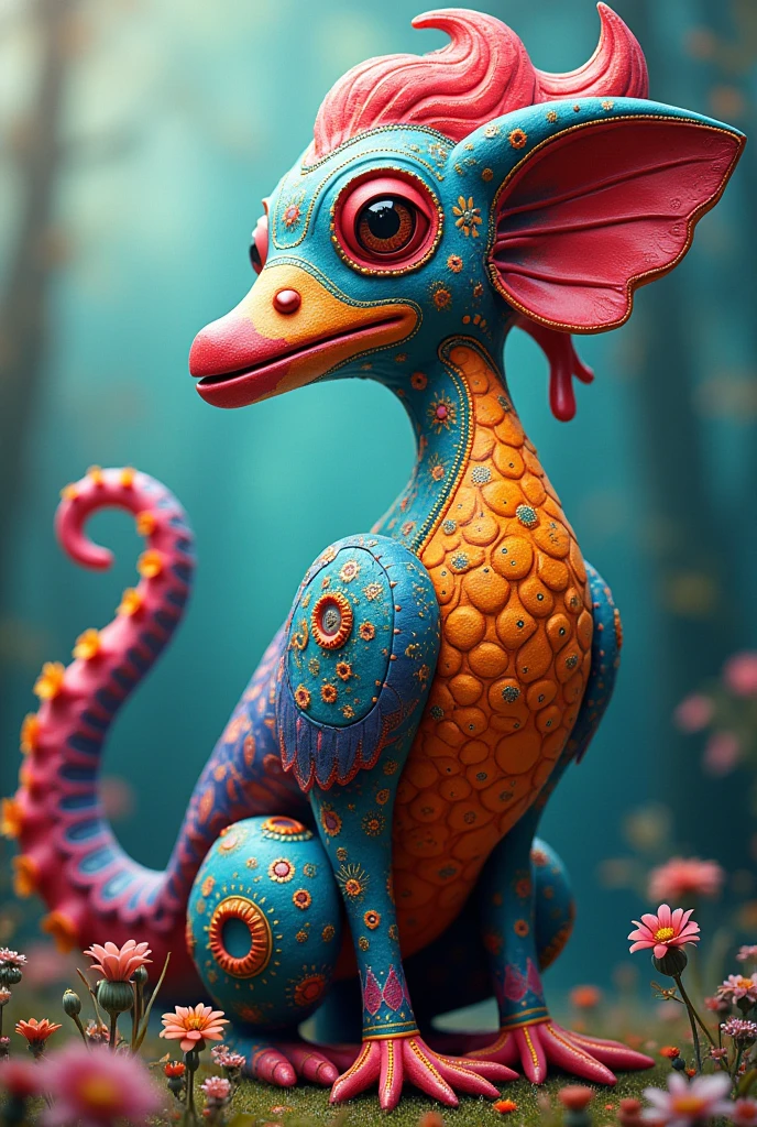 Alebrije created with an octopus, heron and platypus