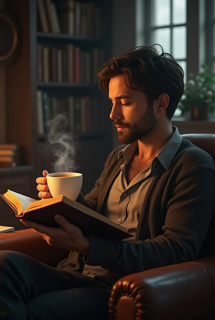 A person drinking coffee and reading the Bible