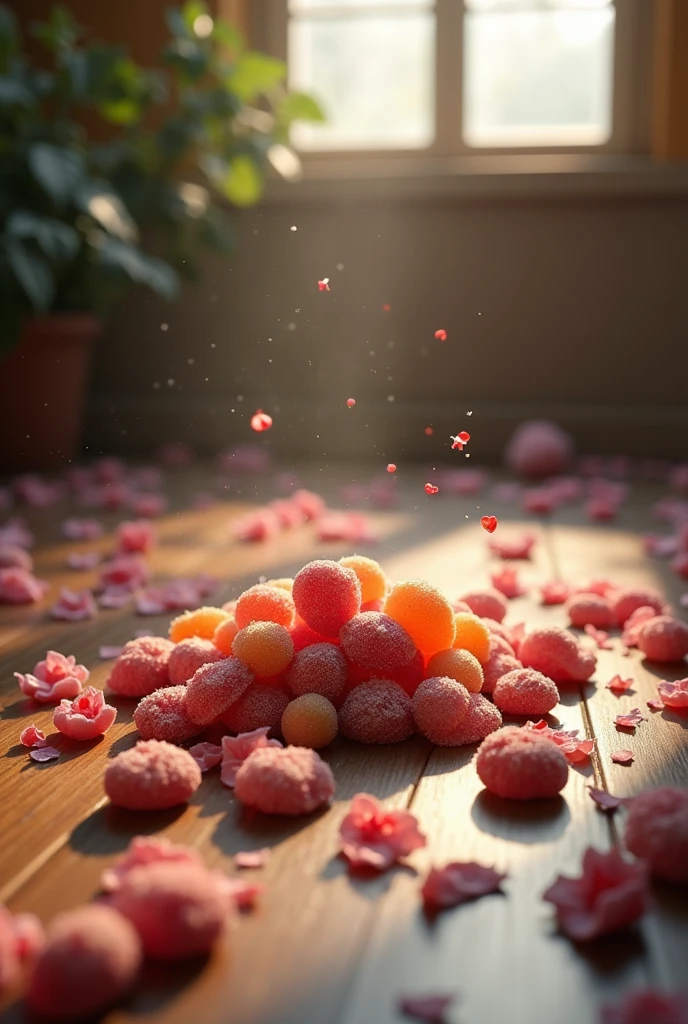 Uncovered candy from bouquets