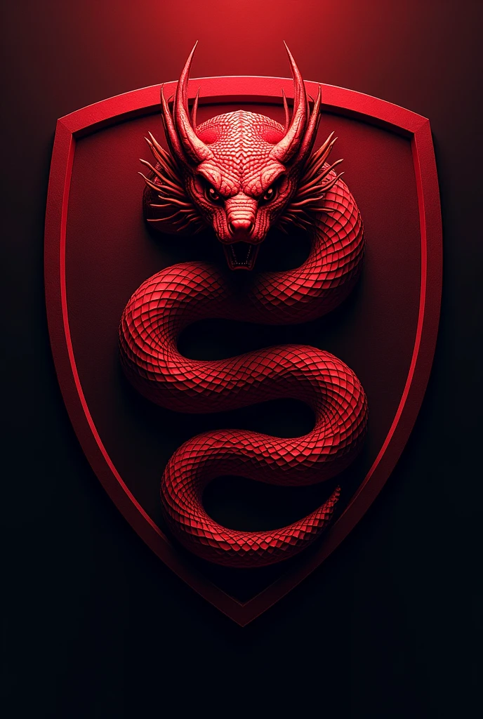Create a red team crest with a snake design