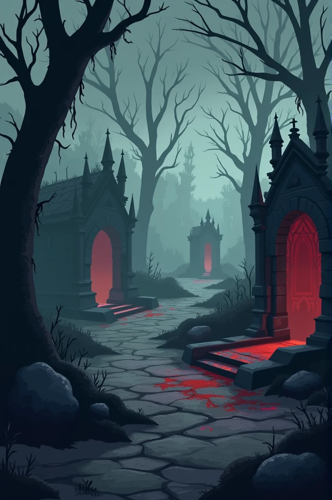 Scenery: ancient nights, bloody skeletons, weird
