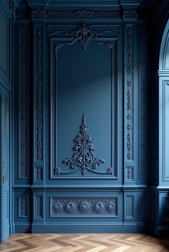 the wall must have a navy blue boserie