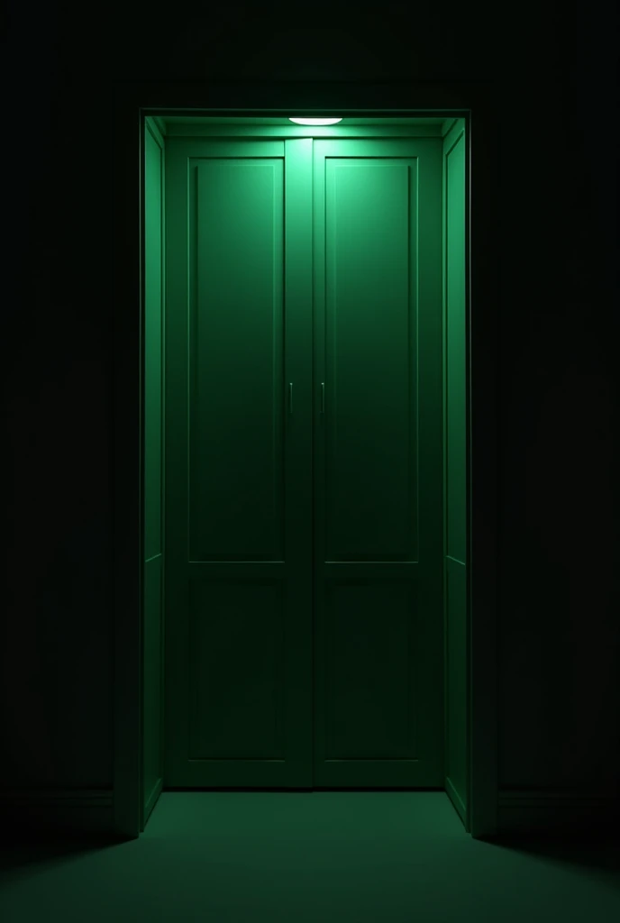 a dark cover with a half-fir wardrobe in the background with a green light