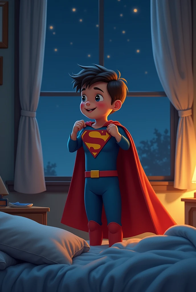 A brown haired teenager lying down watching supergirl