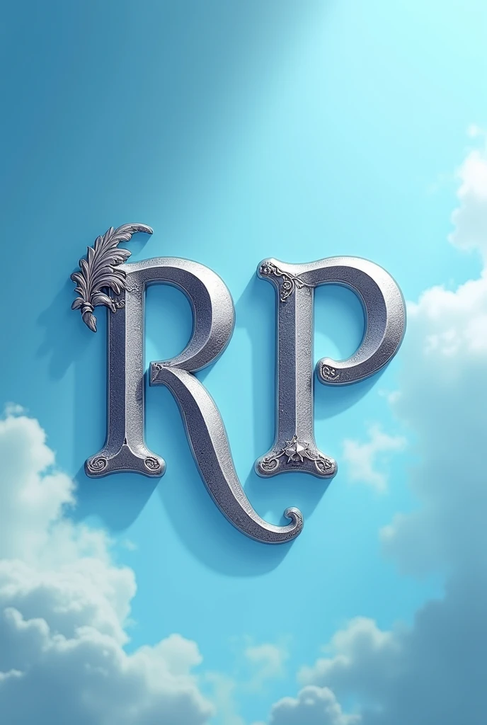 Make a 700 x 700 image with a light blue animated setting and the letters RP centered and large with legendary lettering, do it like an advertising poster