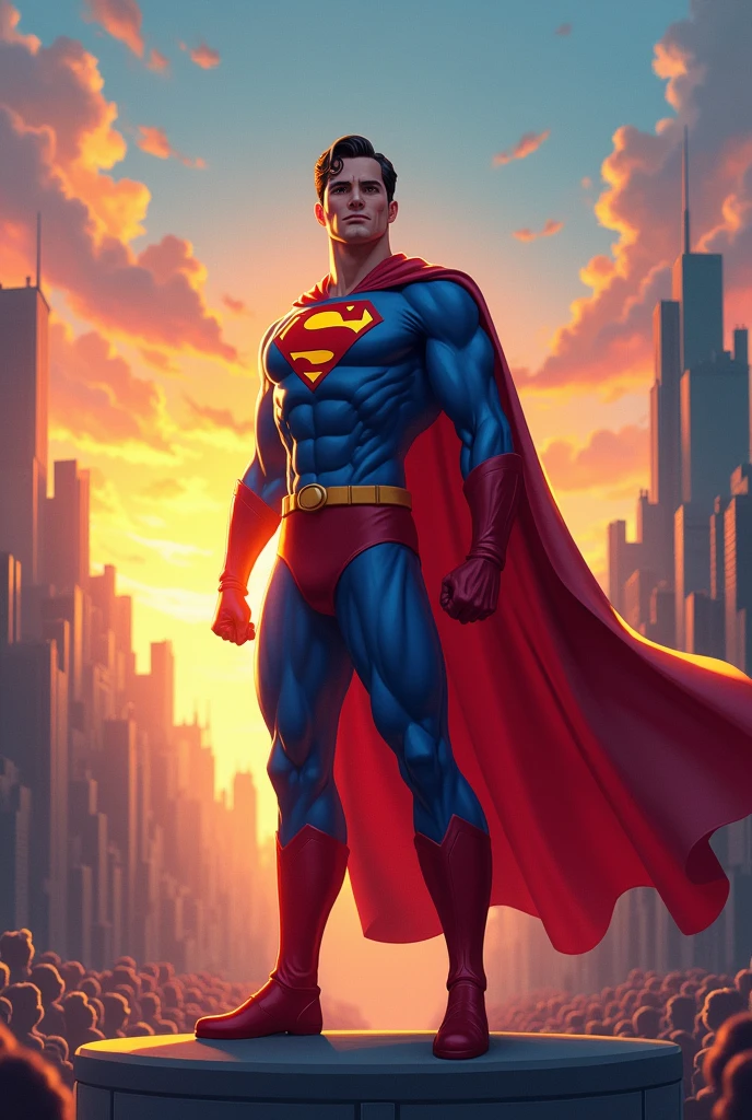 Create an image

****Narrator**: "And so, Captain Kindness's day ends, but his mission to spread kindness continues. Remember, a little kindness goes a long way!"
