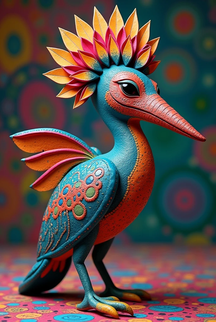 Alebrije created with the combination of an octopus, heron and platypus 