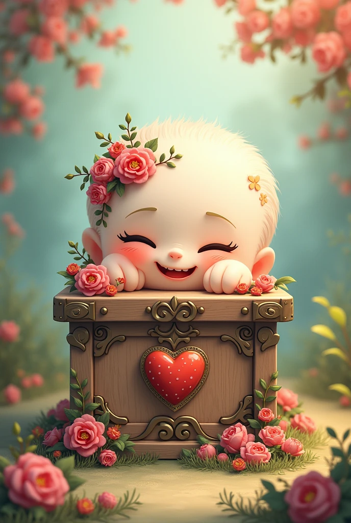 Make a cute image related to thanatopraxy, with a chest and a heart