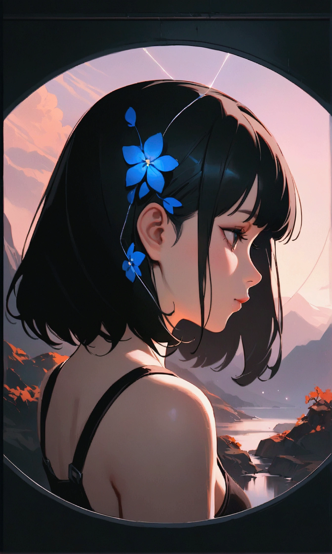 アニメ girl with flowers in the background, an アニメ drawing by Ilya Kuvshinov, trending on pixiv, serial art, profile of アニメ girl, beautiful アニメ portrait, ilya kuvshinov landscape, artwork in the style of Guweiz, アニメ. soft lighting, Guweiz, beautiful アニメ artwork, アニメ aesthetic, lofi portrait, young アニメ girl, enhancing the overall feeling of intimacy and connection in the moment.masterpiece,high resolution,top-quality,Surrealism,提high resolution,RAW photos,best quality,Very detailed,Light,Light line tracing,Golden Ratio)