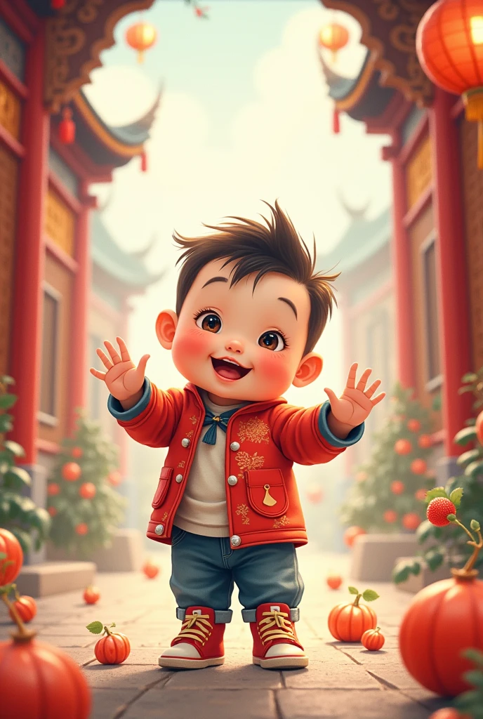 Chinese baby boy with seven ifferent activities