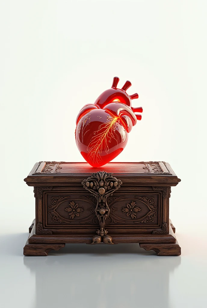 Make a cute image related to thanatopraxy, with a chest and a heart on a white background 