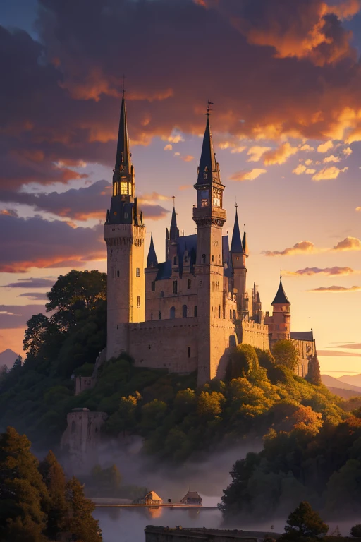 best qualityer, work of art, ultra-high resolution, pessoas alegres, castle from medieval era