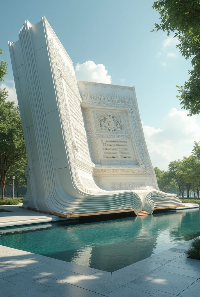 Building in the shape of a lying book
