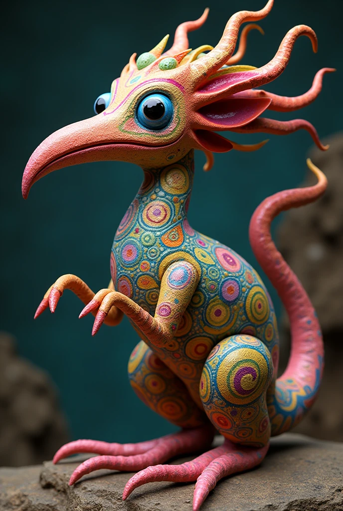 Alebrije created with the combination of a platypus, an octopus and a heron 