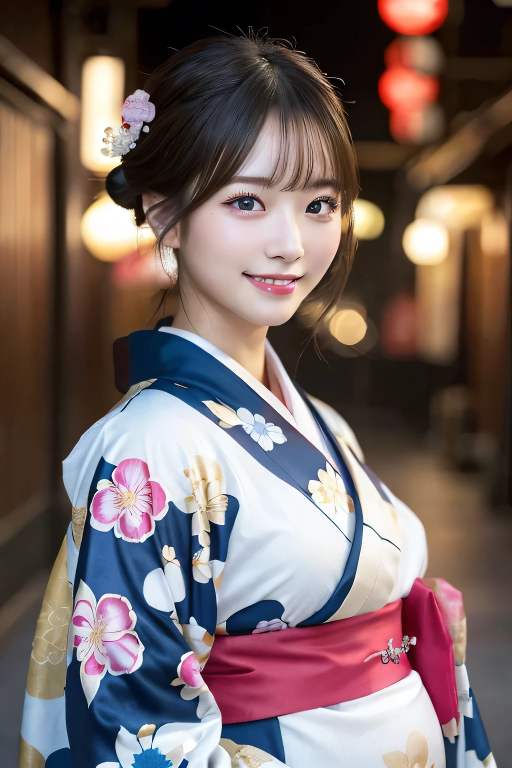 (kimono)、masterpiece、beautiful pregnant girl、Beautiful detailed eyes、highest quality, 超A high resolution, (reality: 1.4), Cinema Lighting、(Japanese Girls)、so beautiful、Beautiful Skin、(Looking at the audience)、(Surreal)、(High resolution)、(8k)、(Very detailed)、(Beautiful fine details)、(Very detailed)、 (wallpaper)、Detailed face、Bright lighting、Professional Lighting、Smile