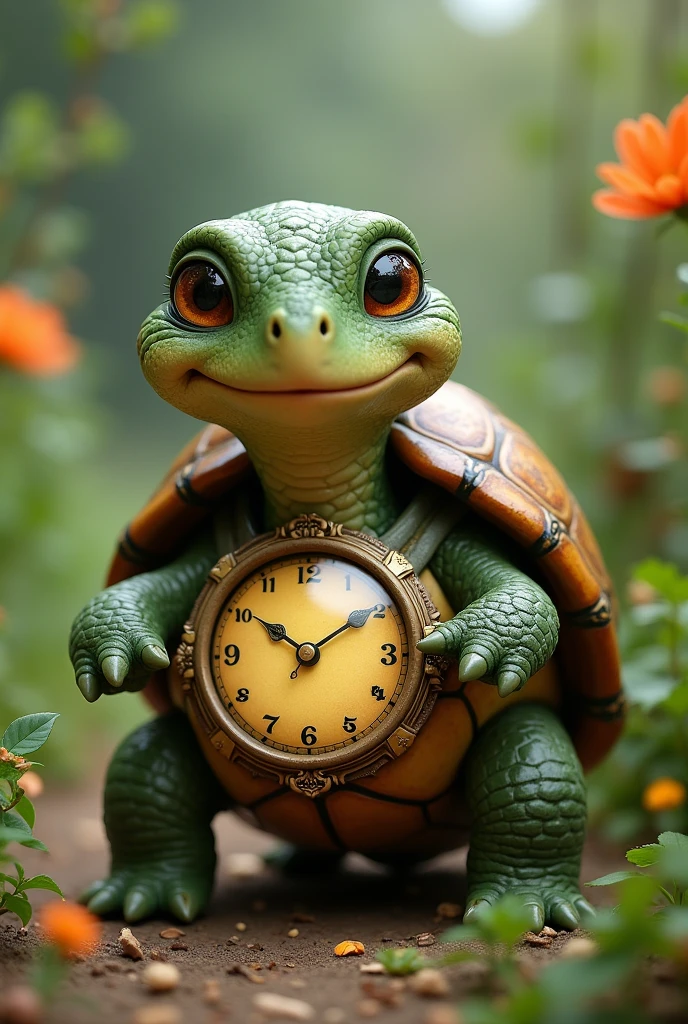 Turtle with clock on its shell
