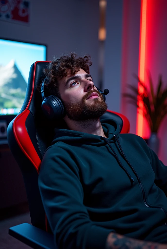 gamer man relaxing in his chair 