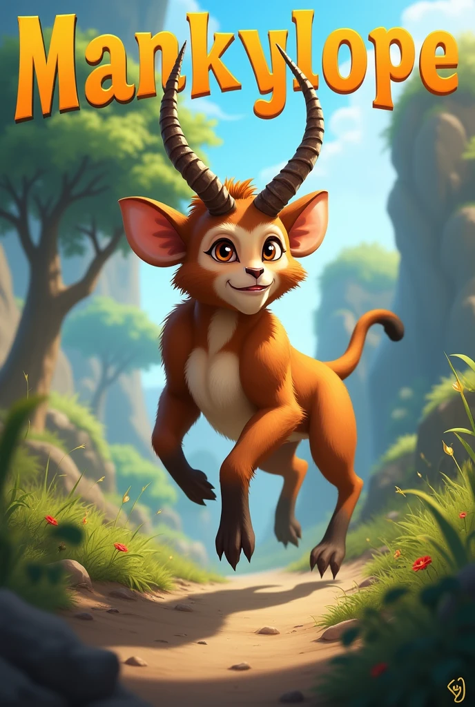 Combine a monkey and an antelope and have the text Mankylope