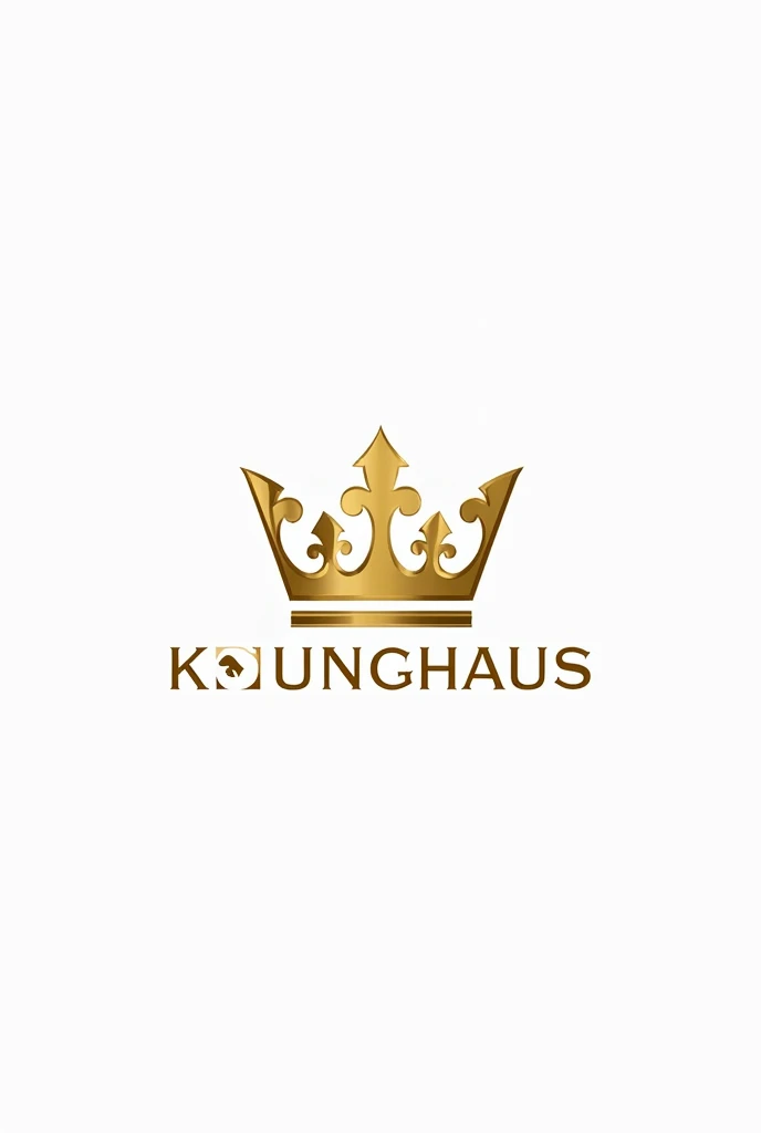 Make a logo for my brand KönigHaus under the requirements of Haute Couture, white and gold, crown and castle, chic, Young men