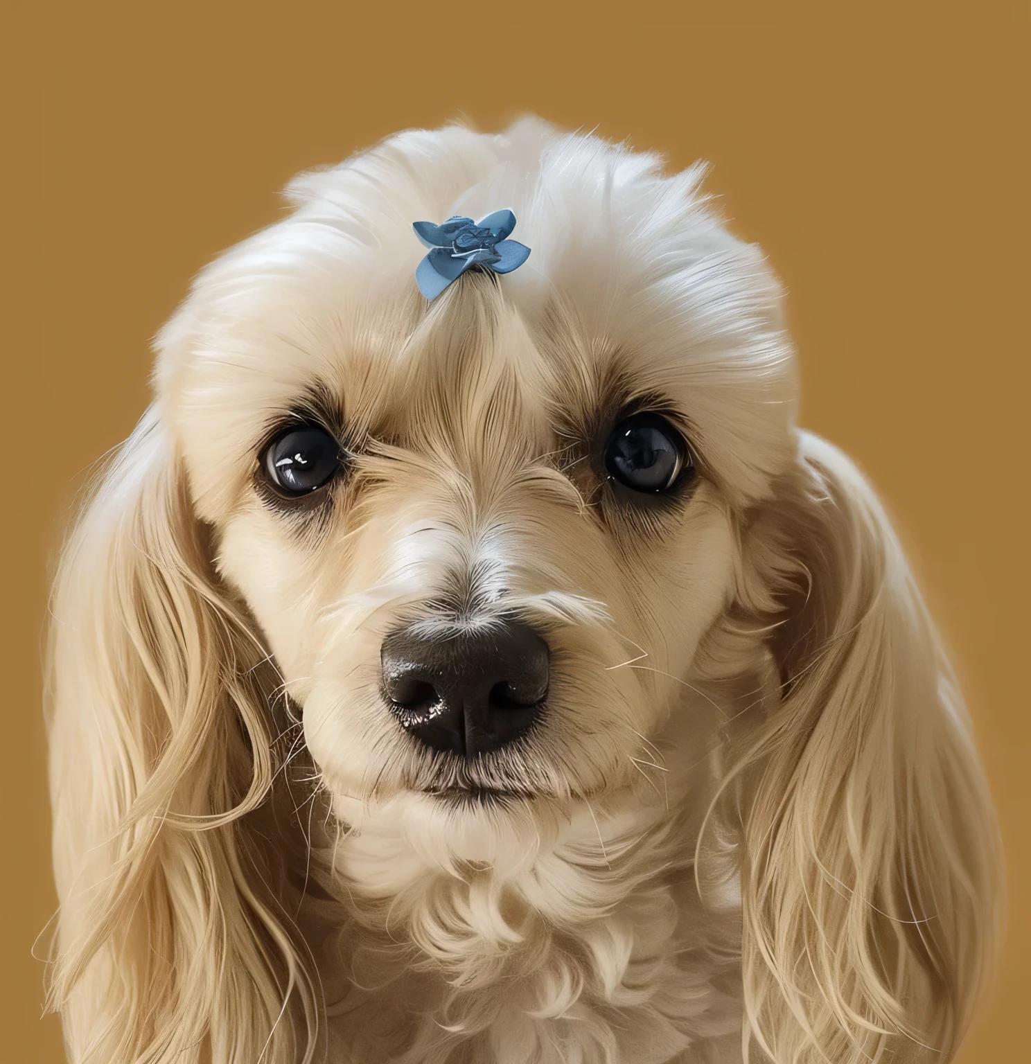 A very cute dog, hair drawn like cartoons, Perfectly drawn Eyes, eyes like a cartoon, gorgeous eyes, perfects eyes, She is very happy, She is smiling, the image is very detailed