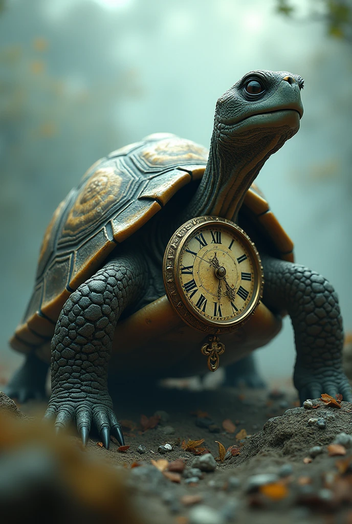 Turtle with clock behind its shell
