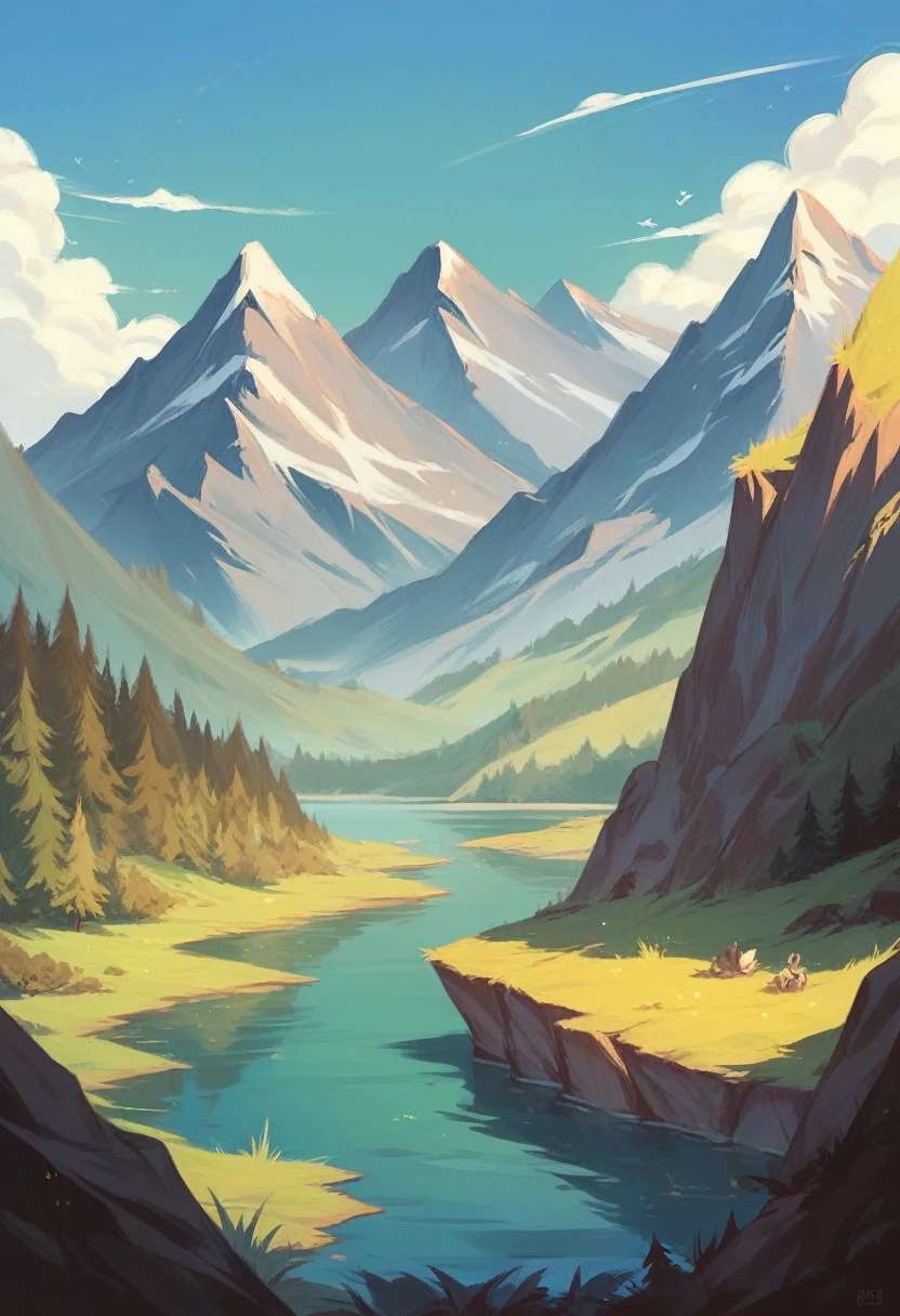 my picture, Mountains with Lake with background .